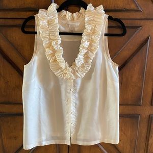 Ivory silk ruffle tank